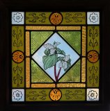 Trillium, Patricia Brennan, Stained Glass, 13"x13" framed