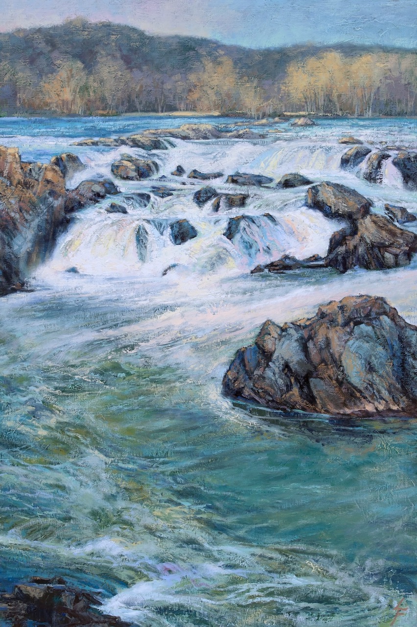 Fink, Leanne_The Sparkling Melody of Great Falls_Oil & Cold Wax on Linen_36x24_$3450